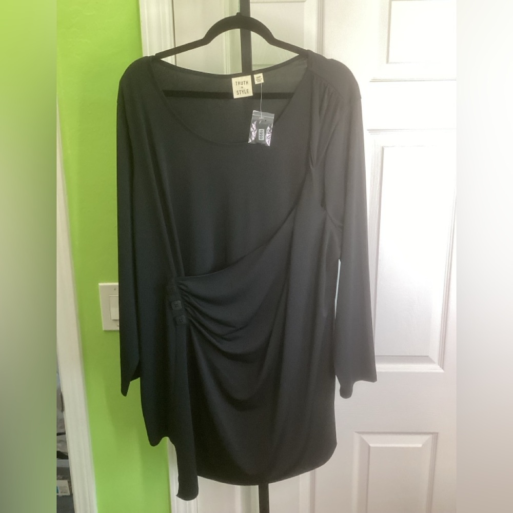 SALE - Truth + Style Black Draped Dress, size 2XP, NWT